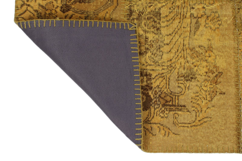 6x8 Mustard and Brown Patchwork Rug