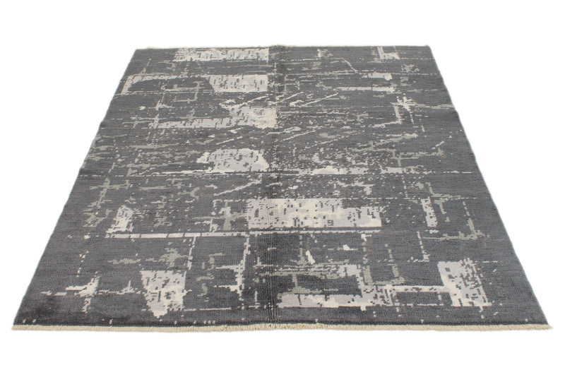 5x6 Gray and Multicolor Turkish Tribal Rug