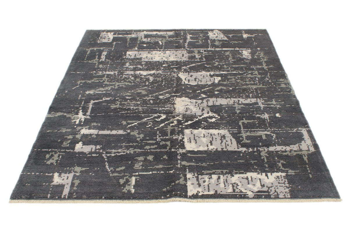 5x6 Gray and Multicolor Turkish Tribal Rug