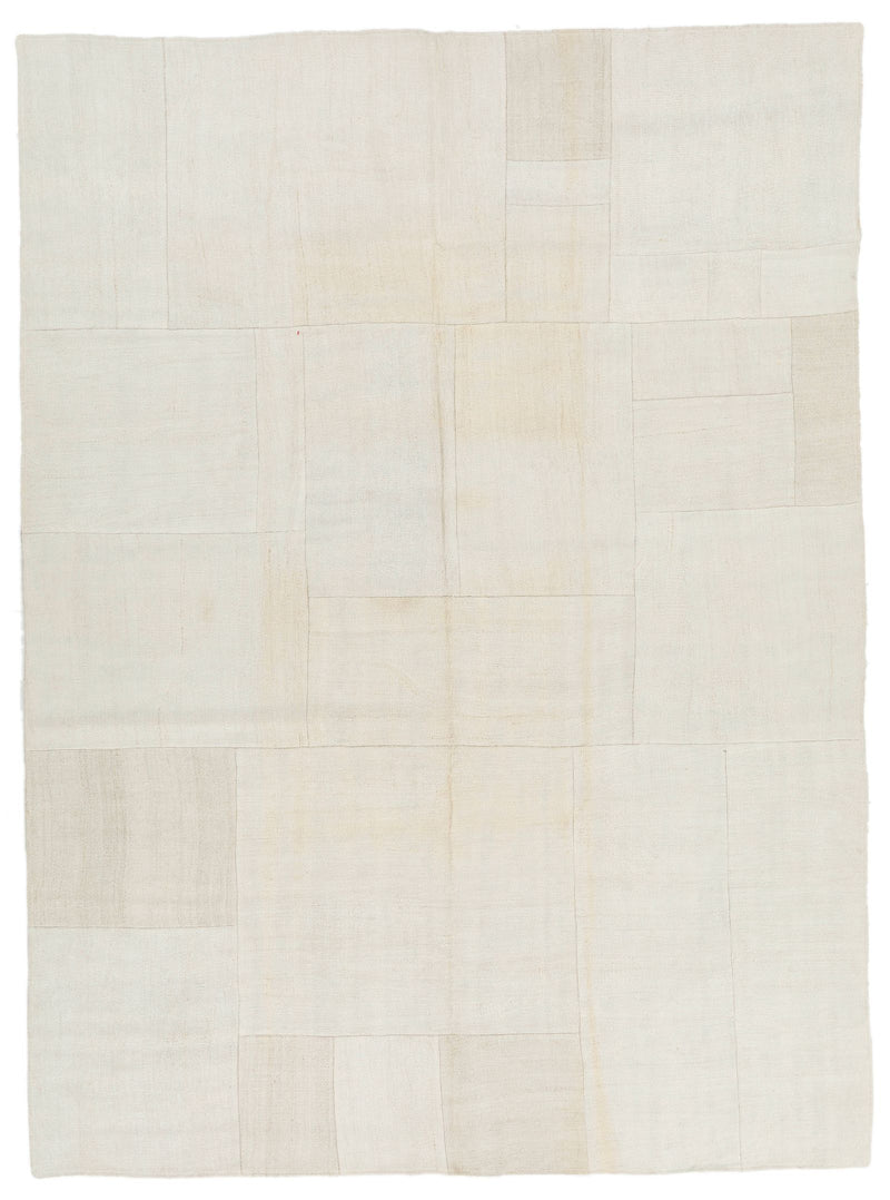 7x10 Ivory Turkish Patchwork Rug