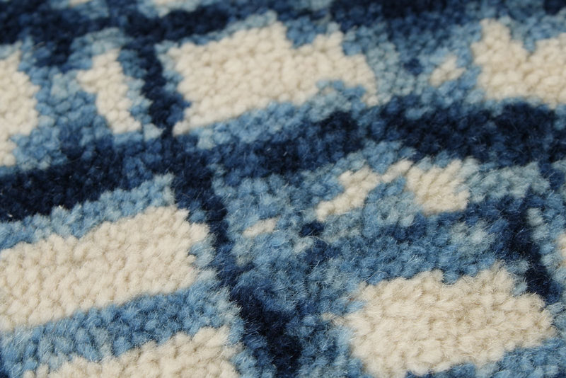 5x7 Ivory and Navy Turkish Tribal Rug