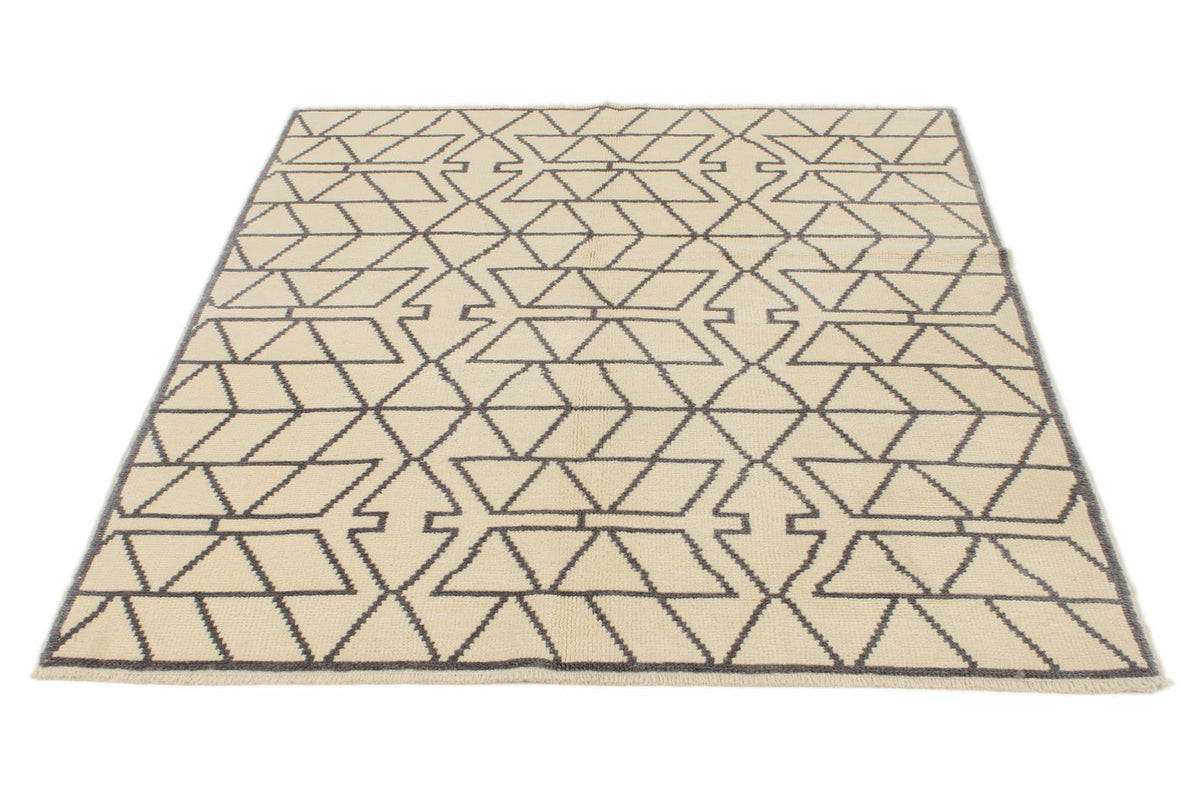 5x6 Ivory and Gray Turkish Tribal Rug