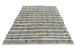 6x9 Ivory and Black Turkish Tribal Rug