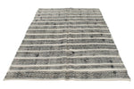 6x9 Ivory and Black Turkish Tribal Rug