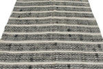 6x9 Ivory and Black Turkish Tribal Rug