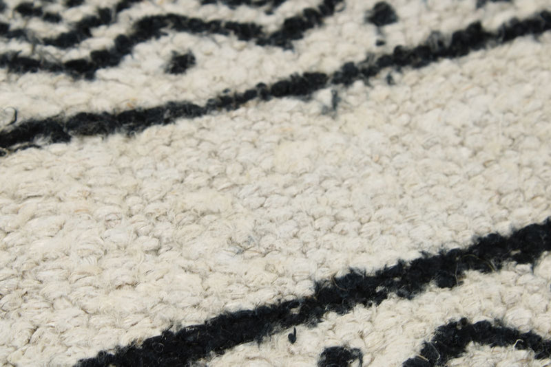 6x9 Ivory and Black Turkish Tribal Rug