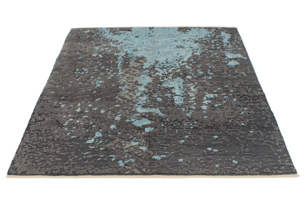 5x6 Brown and Blue Turkish Tribal Rug