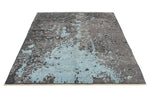 5x6 Brown and Blue Turkish Tribal Rug