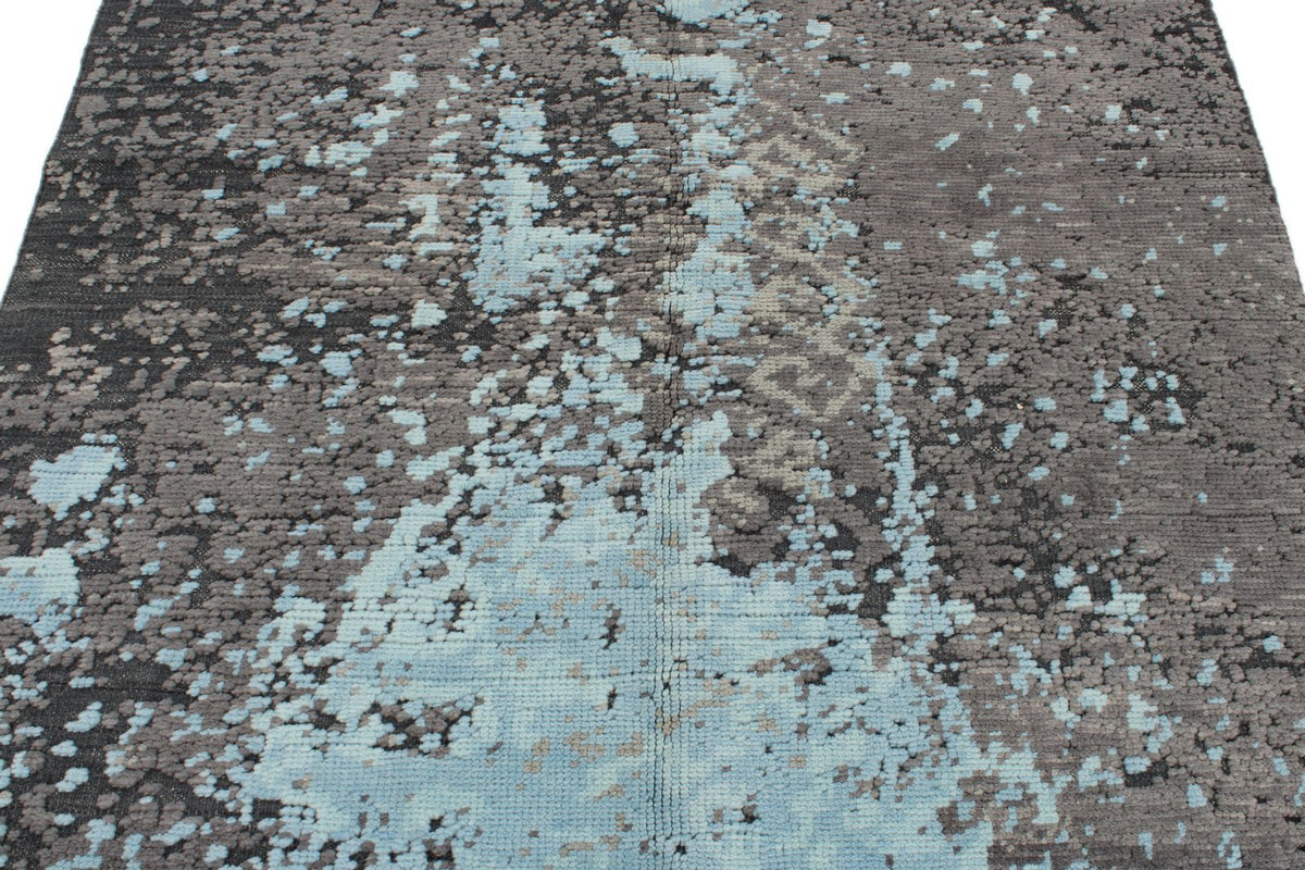 5x6 Brown and Blue Turkish Tribal Rug