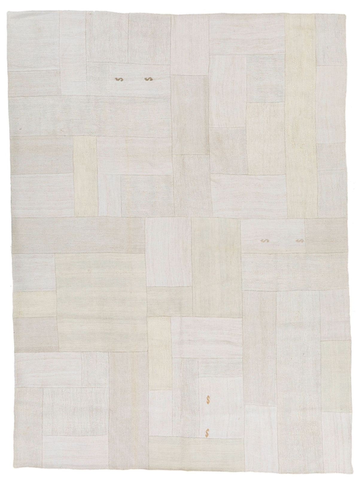 7x9 Ivory and Beige Turkish Tribal Rug