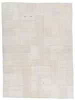 7x9 Ivory and Beige Turkish Tribal Rug