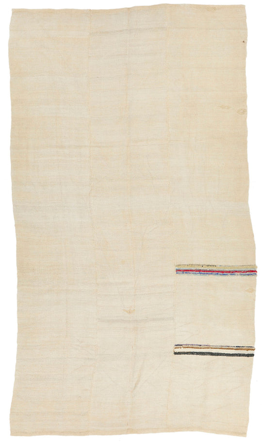 7x9 Ivory Turkish Tribal Rug