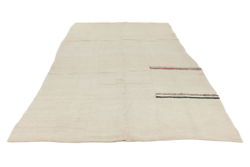 7x9 Ivory Turkish Tribal Rug