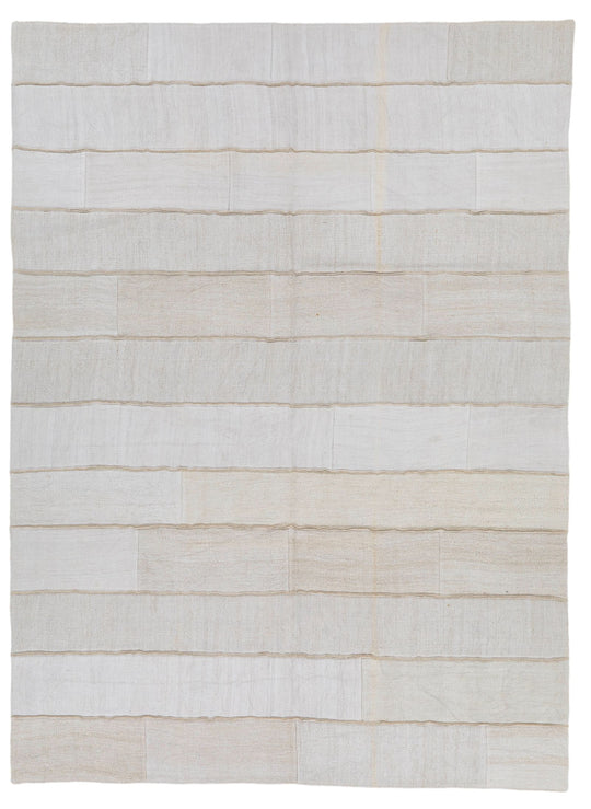 7x10 Ivory Turkish Tribal Rug