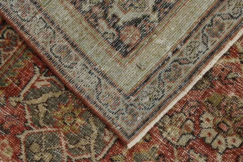 8x12 Burgundy and Multicolor Turkish Oushak Rug