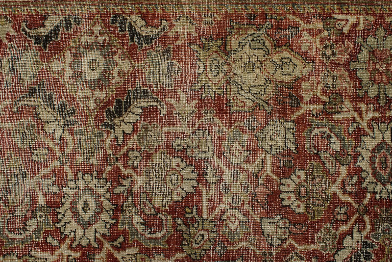 8x12 Burgundy and Multicolor Turkish Oushak Rug