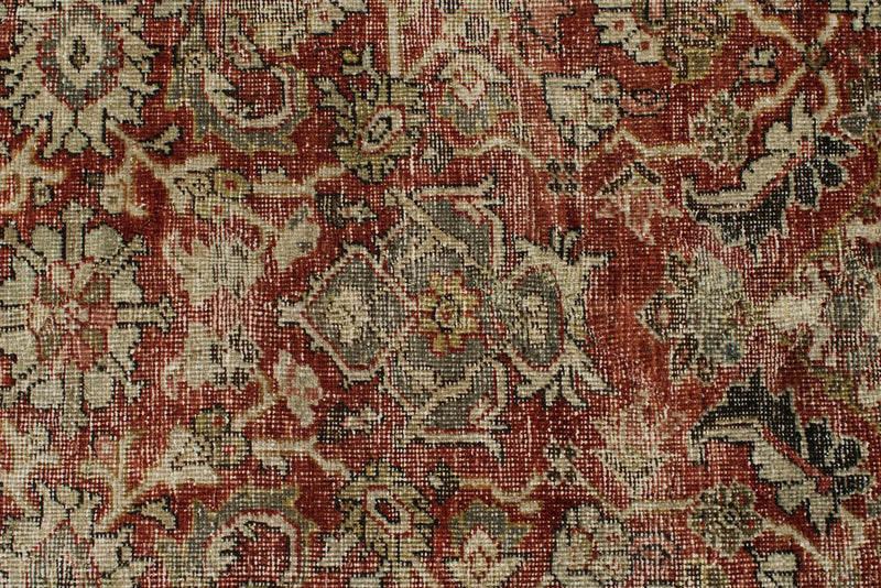 8x12 Burgundy and Multicolor Turkish Oushak Rug