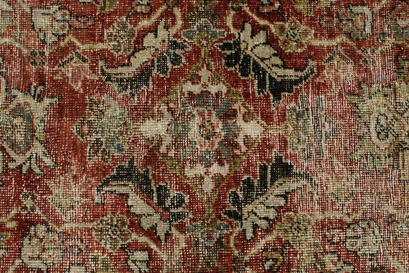 8x12 Burgundy and Multicolor Turkish Oushak Rug