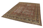 8x12 Burgundy and Multicolor Turkish Oushak Rug