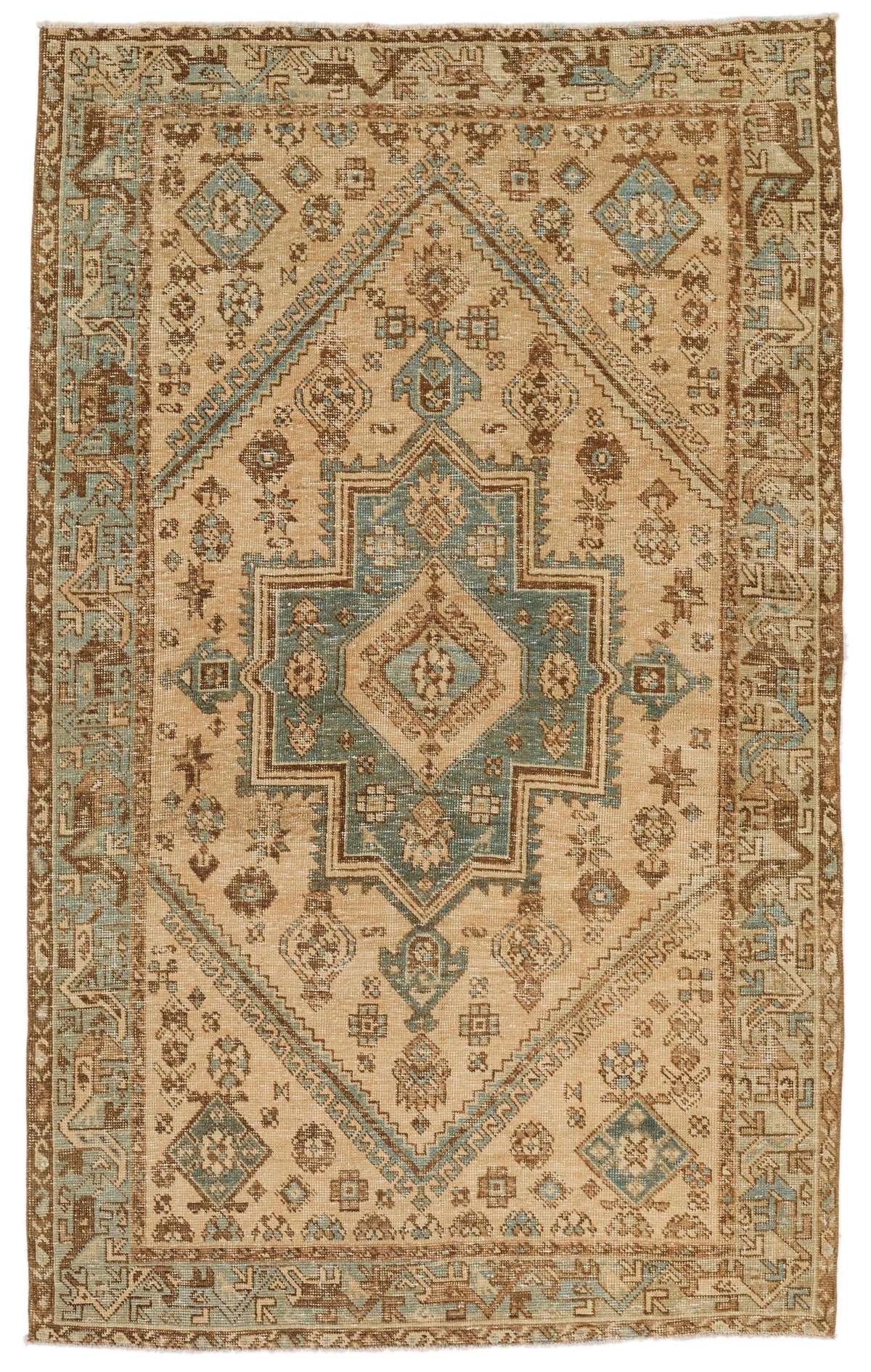 4x7 Beige and Light Blue Persian Traditional Rug