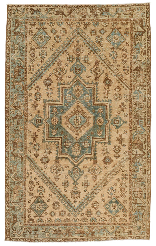 4x7 Beige and Light Blue Persian Traditional Rug