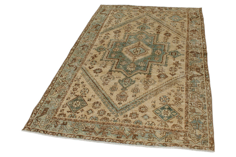 4x7 Beige and Light Blue Persian Traditional Rug