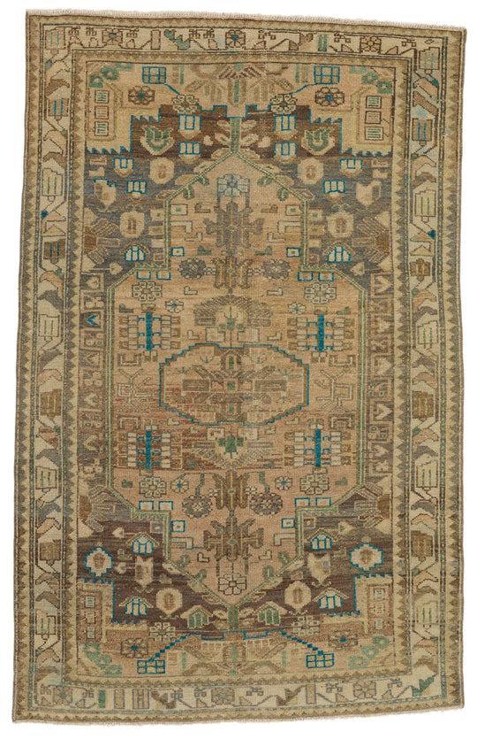 4x6 Brown and Ivory Persian Traditional Rug