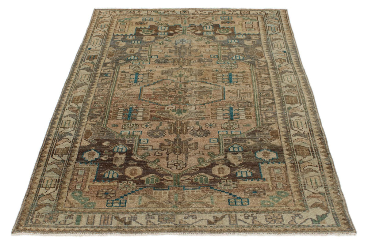4x6 Brown and Ivory Persian Traditional Rug