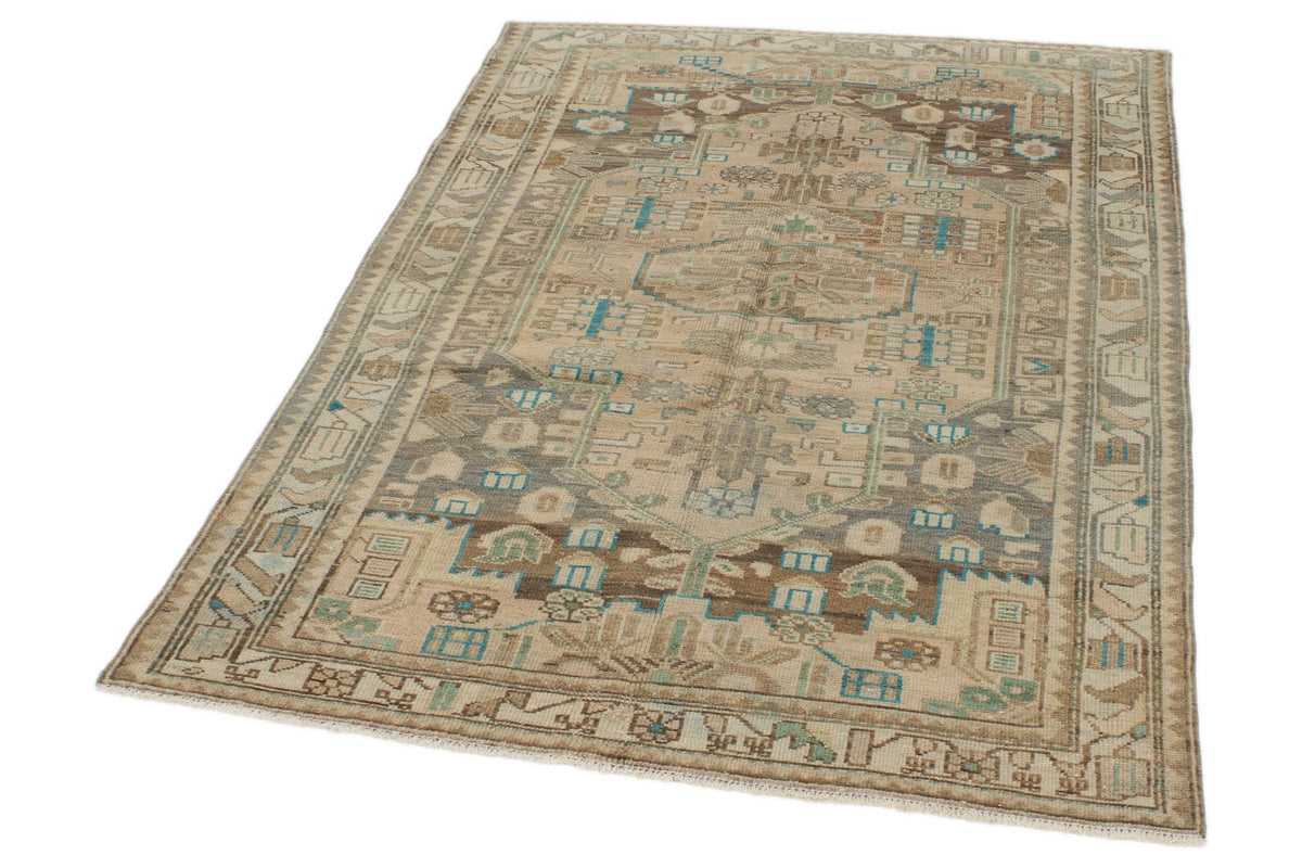 4x6 Brown and Ivory Persian Traditional Rug