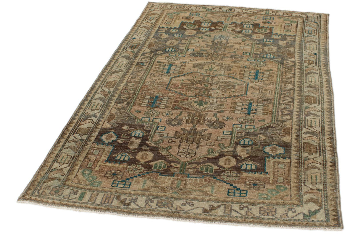 4x6 Brown and Ivory Persian Traditional Rug