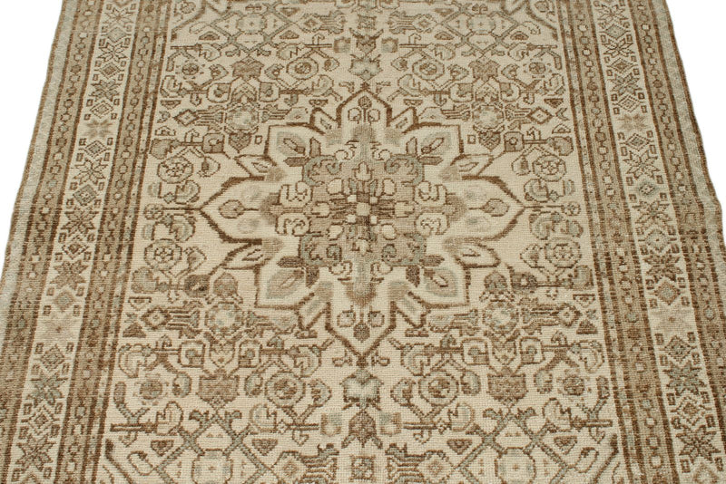 4x5 Ivory and Brown Persian Traditional Rug