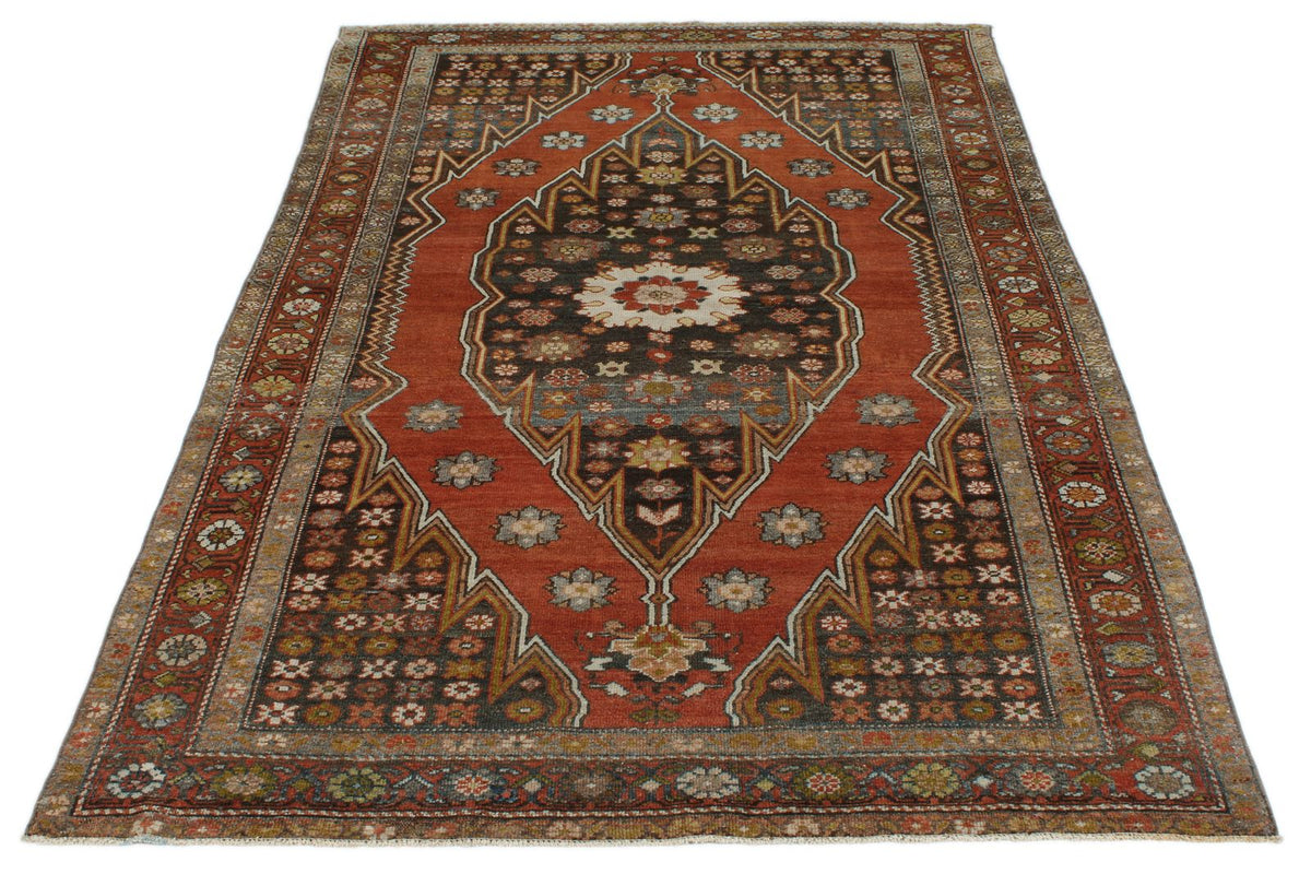 4x7 Red and Brown Persian Traditional Rug