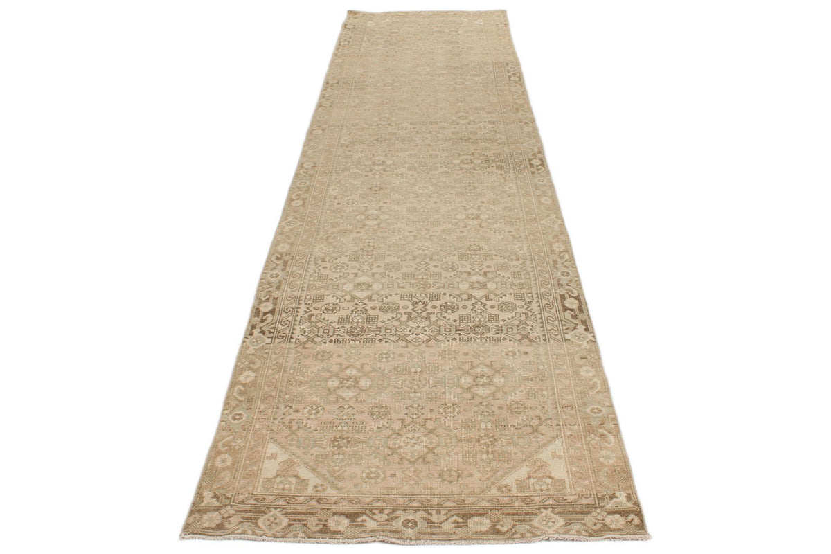 3x13 Beige and Brown Persian Traditional Runner
