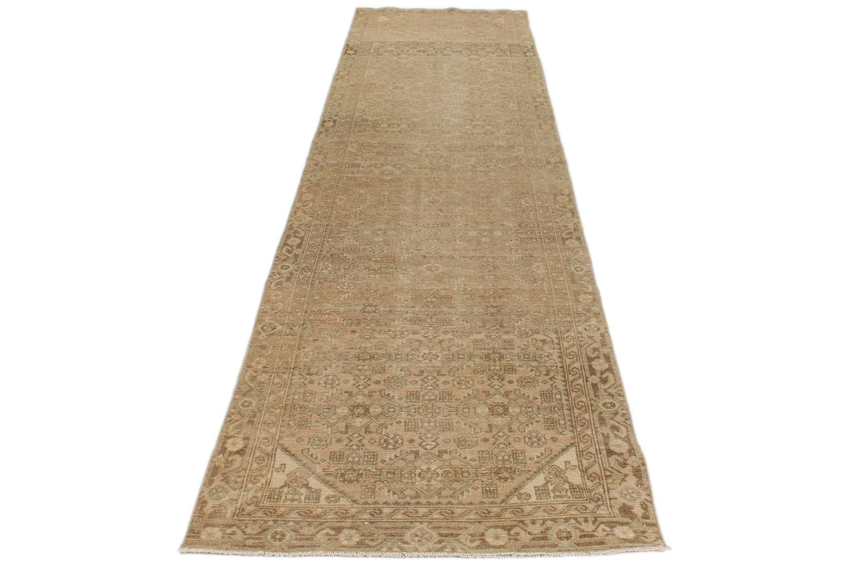 3x13 Beige and Brown Persian Traditional Runner
