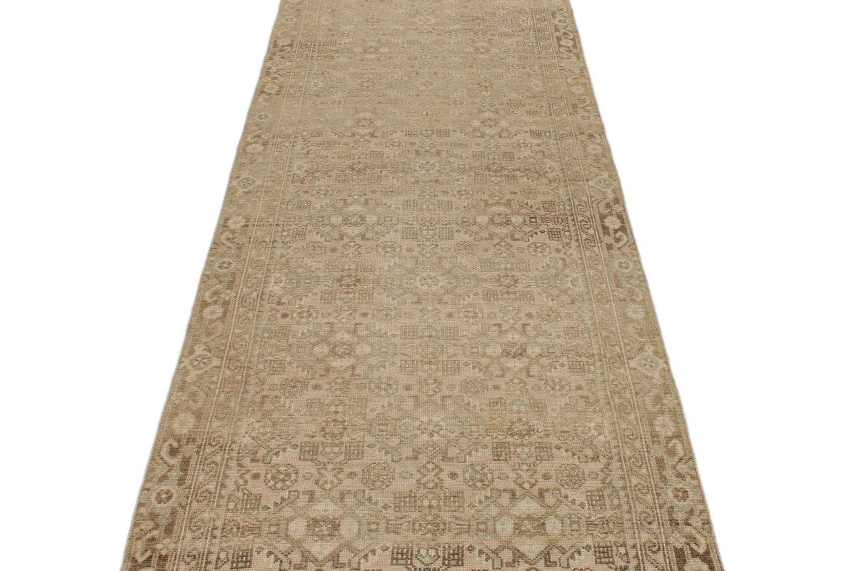 3x13 Beige and Brown Persian Traditional Runner