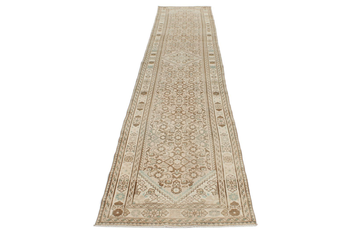 3x13 Brown and Ivory Persian Traditional Runner