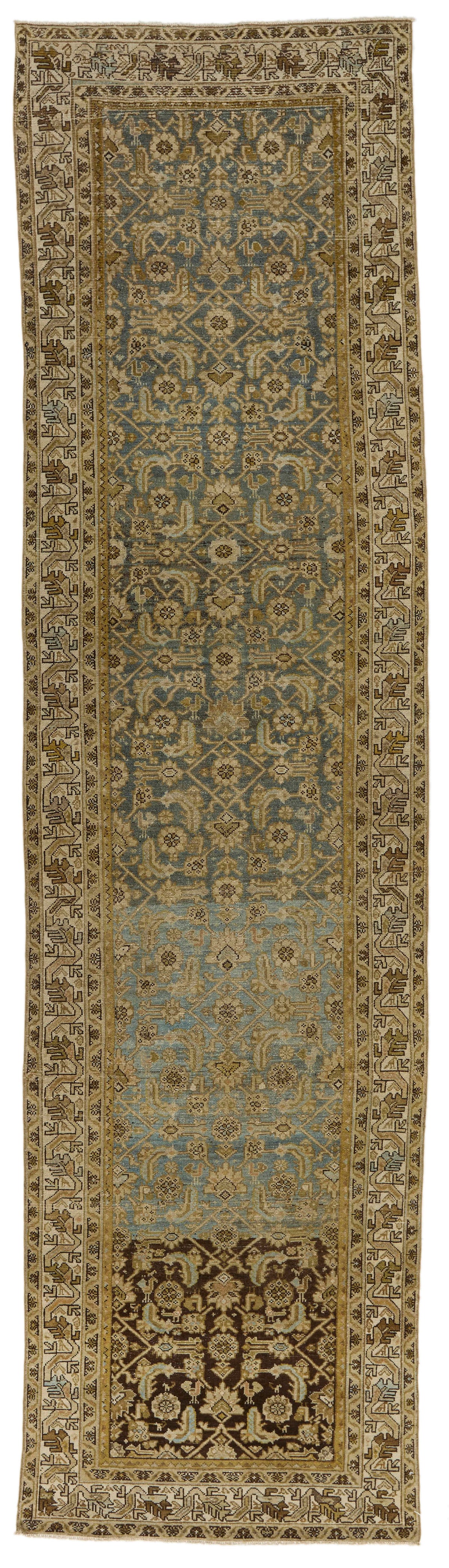 4x13 Brown and Ivory Persian Tribal Runner