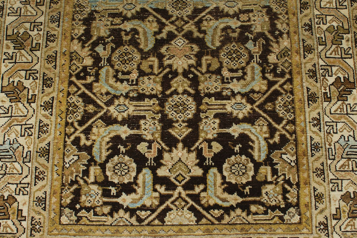 4x13 Brown and Ivory Persian Tribal Runner