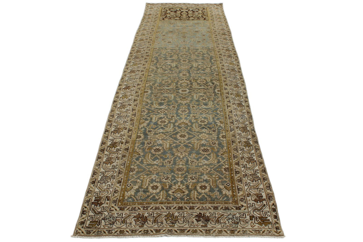 4x13 Brown and Ivory Persian Tribal Runner