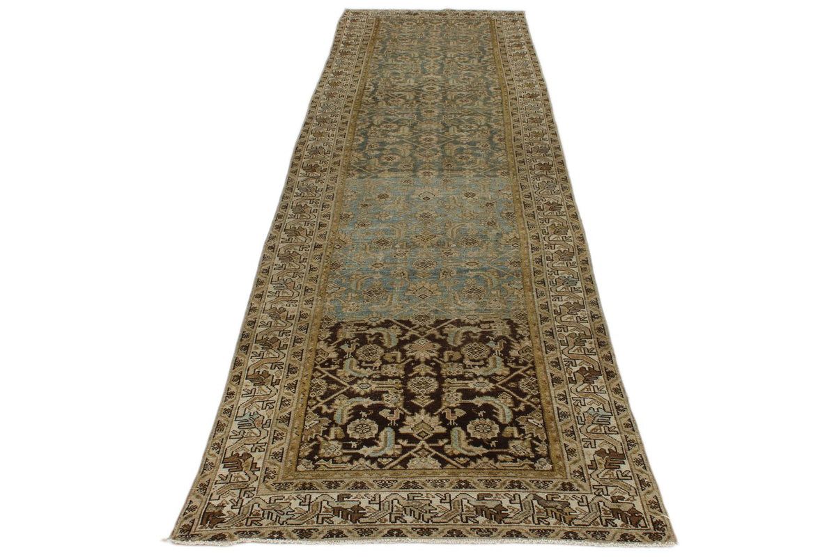 4x13 Brown and Ivory Persian Tribal Runner
