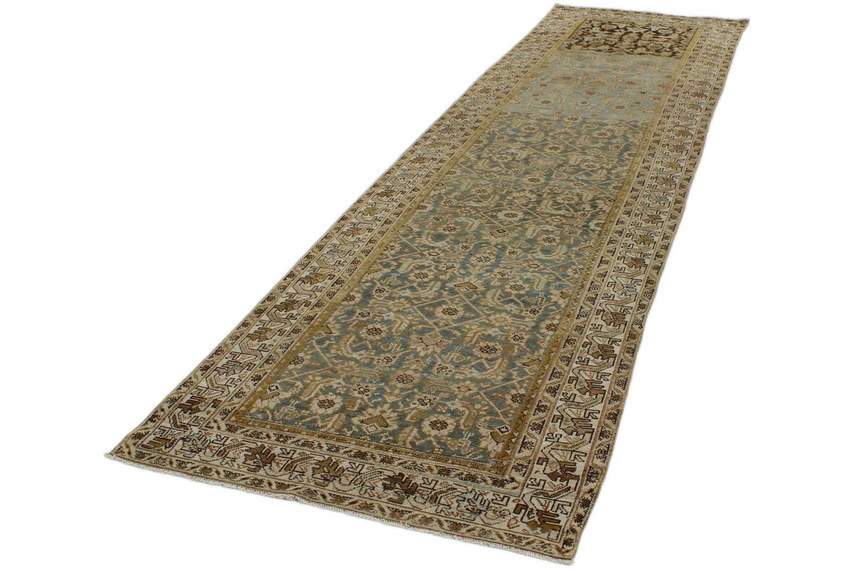 4x13 Brown and Ivory Persian Tribal Runner
