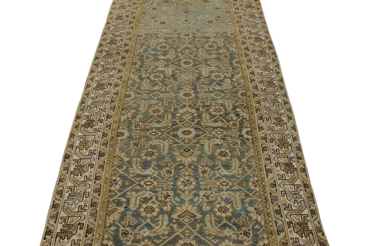 4x13 Brown and Ivory Persian Tribal Runner