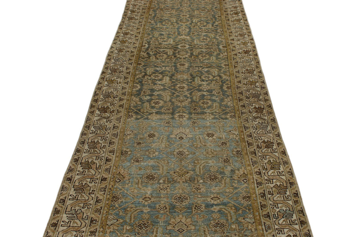 4x13 Brown and Ivory Persian Tribal Runner