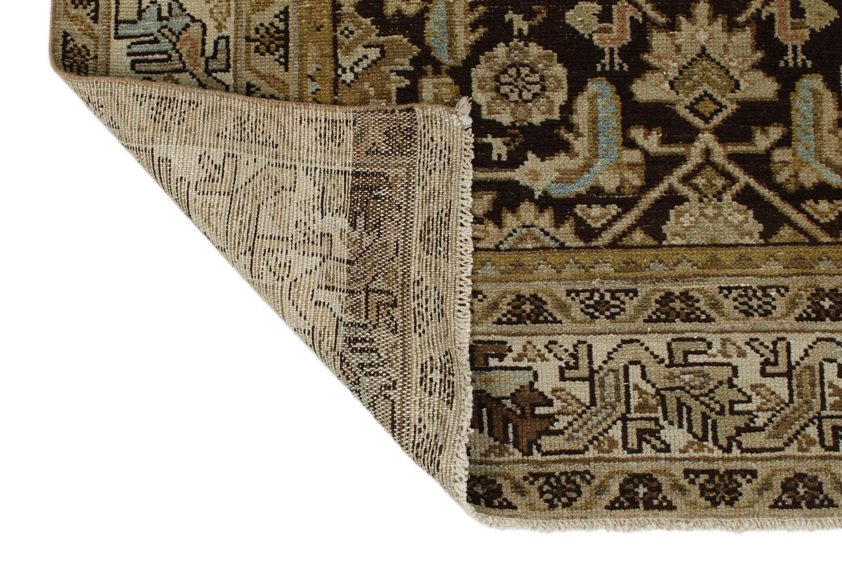 4x13 Brown and Ivory Persian Tribal Runner