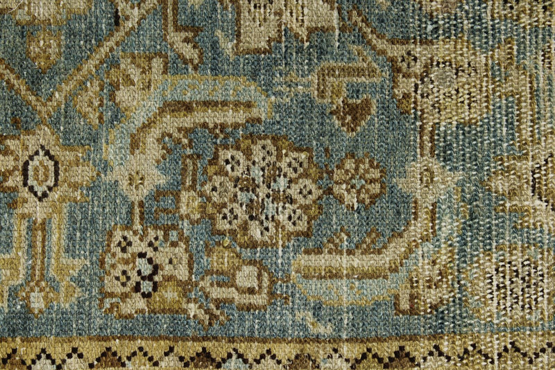 3x13 Light Blue and Ivory Turkish Oushak Runner