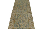 3x13 Light Blue and Ivory Turkish Oushak Runner