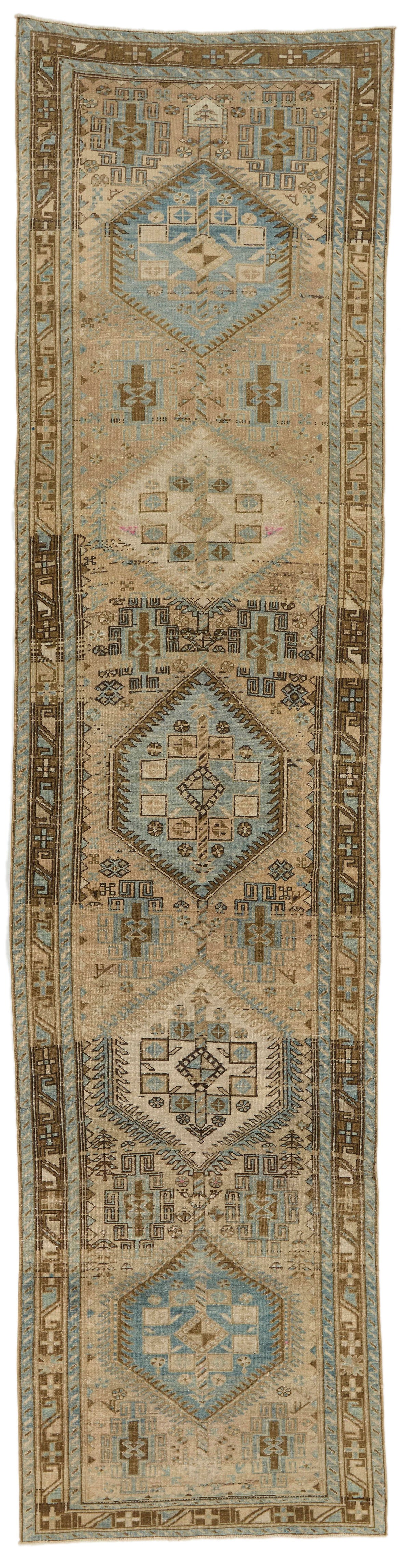 4x14 Ivory and Brown Persian Runner