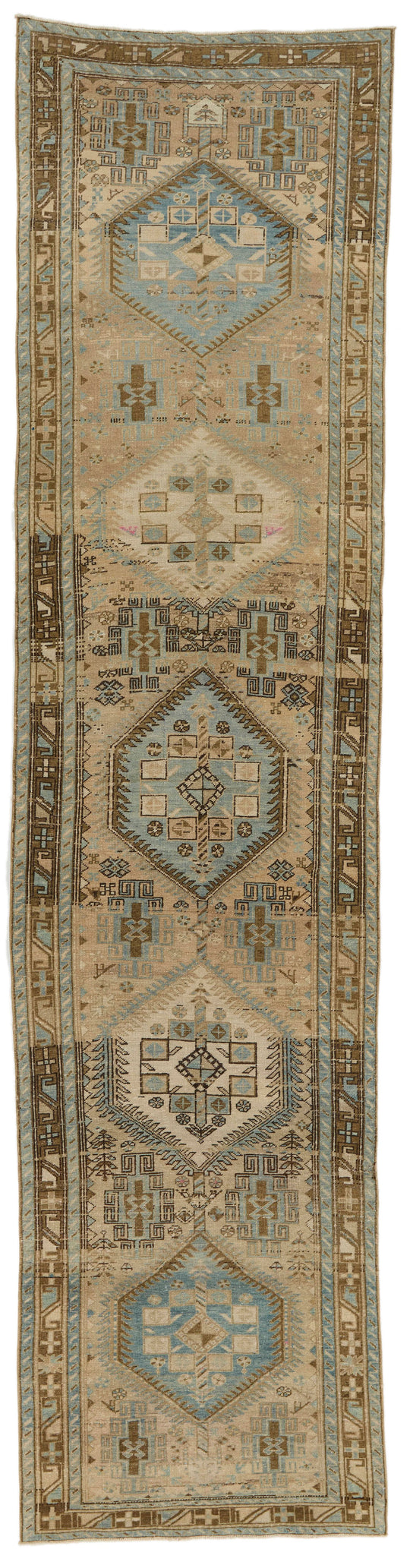 4x14 Ivory and Brown Persian Runner