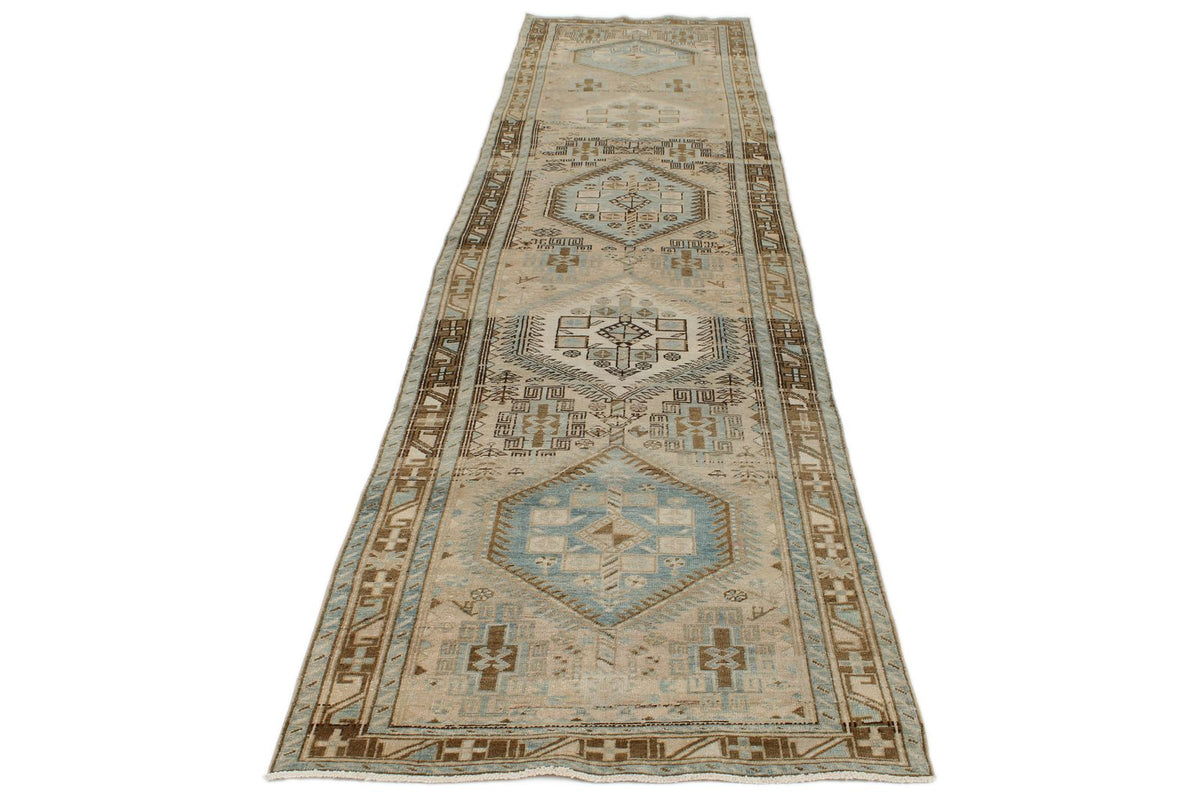 4x14 Ivory and Brown Persian Runner