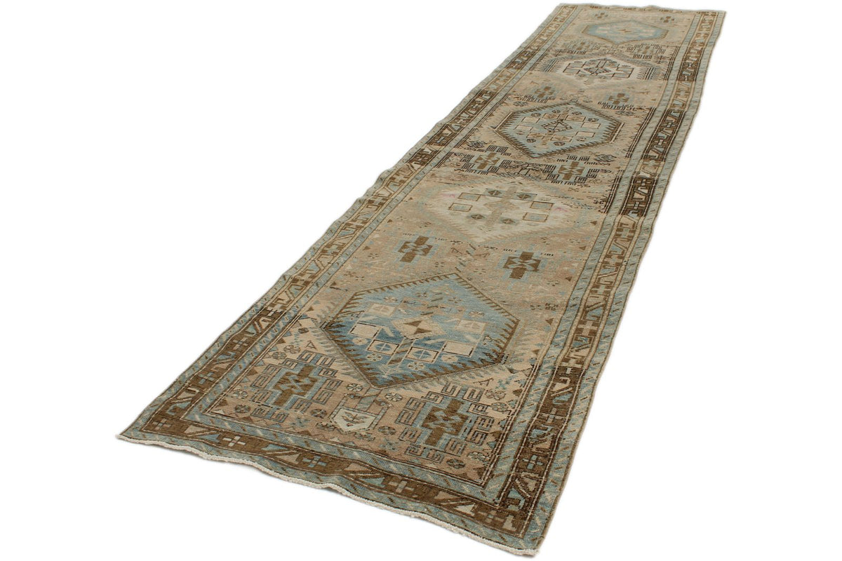 4x14 Ivory and Brown Persian Runner